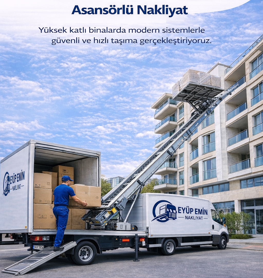 Asansörlü nakliyat sistemi ile yüksek katlı binada taşıma